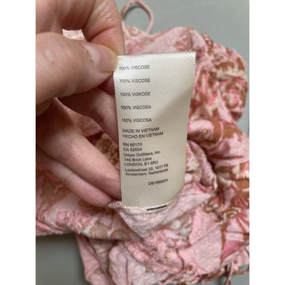 Free People Hilary Printed Top Size Small Pink Combo Smocked Back Blouse NWT $98 - Picture 7 of 11